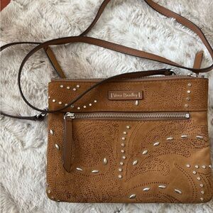 Vera Bradley Brown Crossbody Bag with Silver Accents